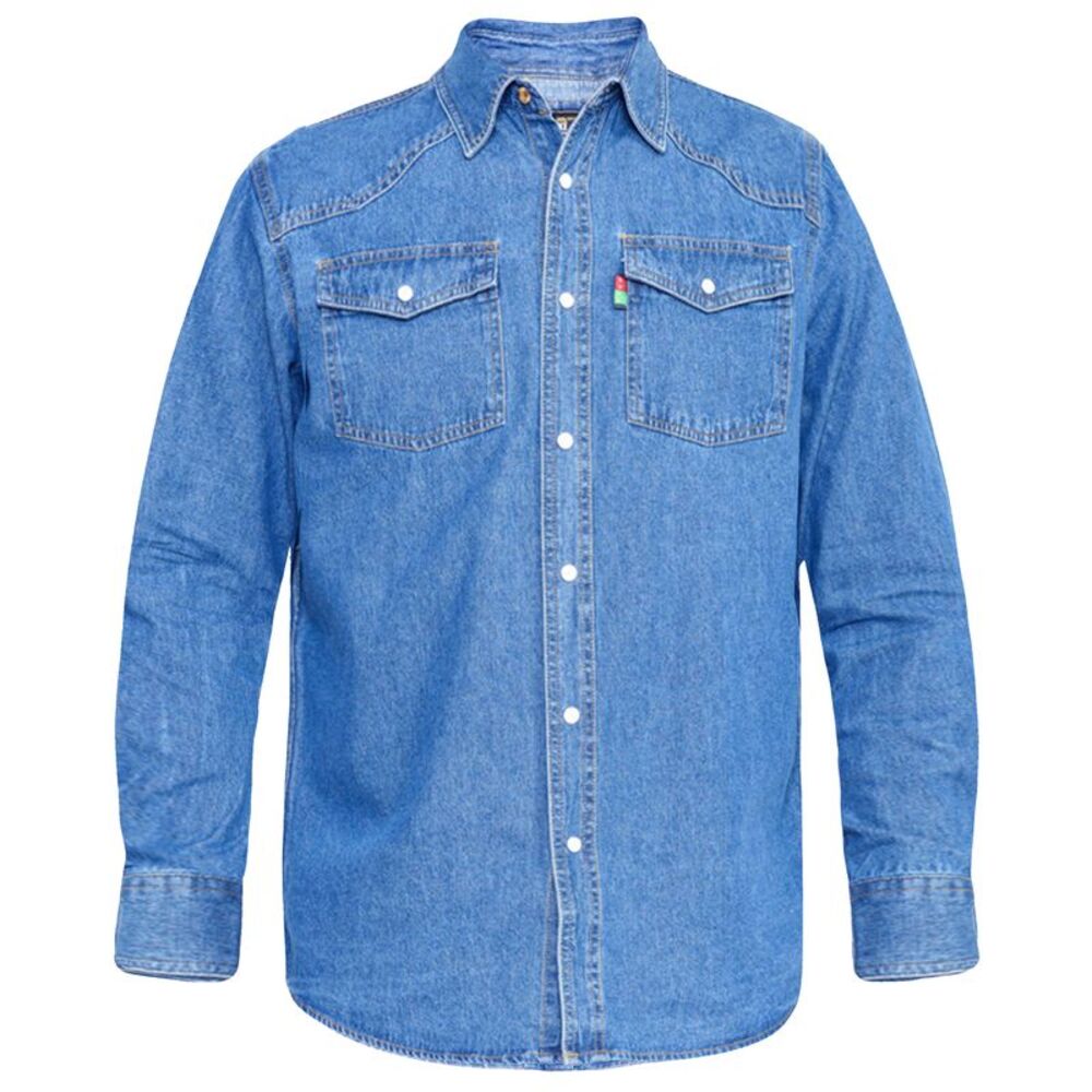 Duke Mens D555 Western Denim Kingsize Shirt / Stonewash